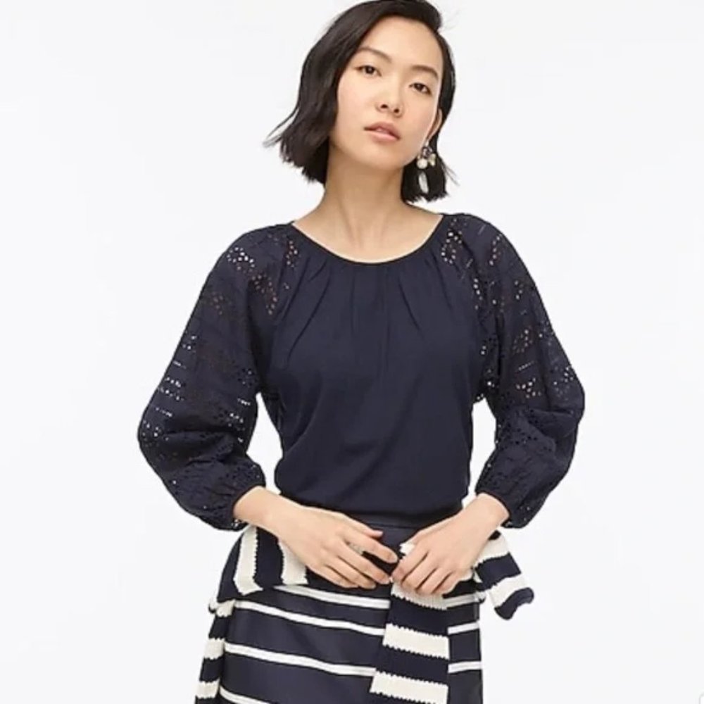 NWT JCREW Long-sleeve eyelet top